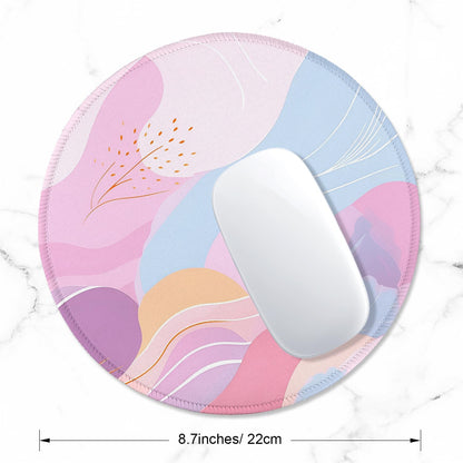round Mouse Pad with Stitched Edge Premium-Textured Waterproof Non-Slip Rubber Base Desktop Protection Mat Diameter 8.7 Inches, Art Style Pattern
