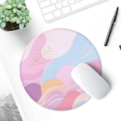 round Mouse Pad with Stitched Edge Premium-Textured Waterproof Non-Slip Rubber Base Desktop Protection Mat Diameter 8.7 Inches, Art Style Pattern